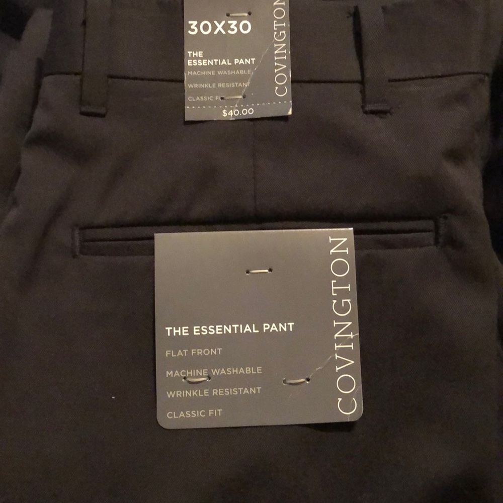 Men’s black Covington dress pants.